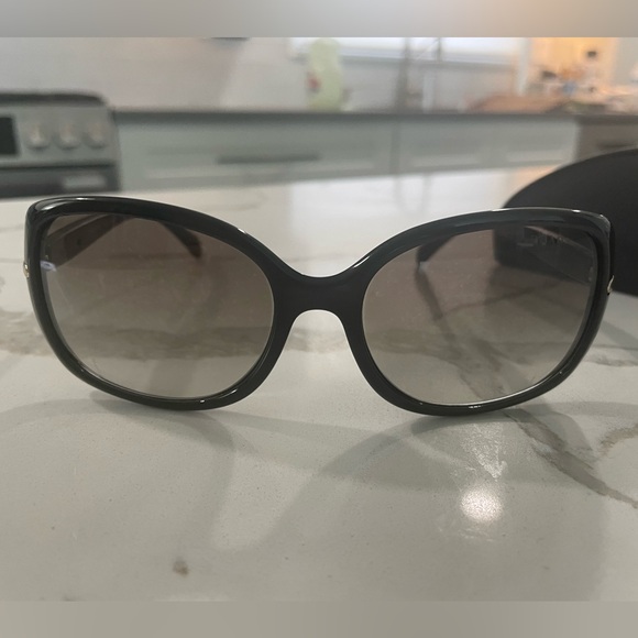 Authentic Rectangle Prada Sunglasses Black/Gray Gradient Lens - Picture 3 of 13